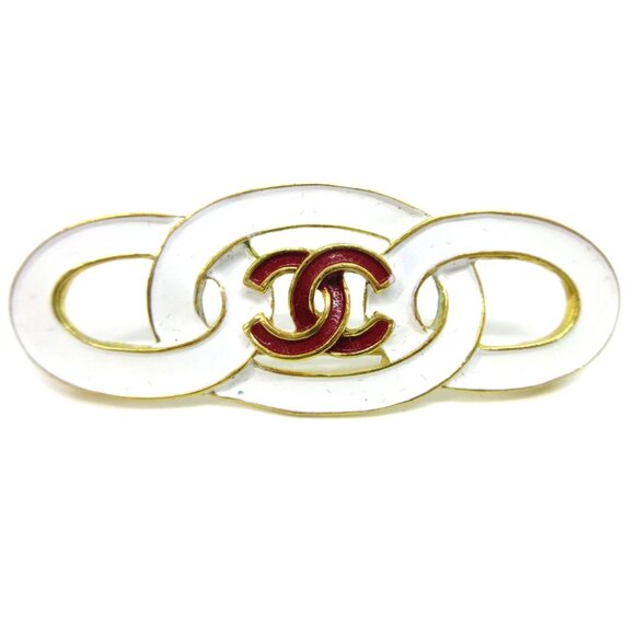 Chanel Brooch Pin Gold White 93C AK38522c - Picture 1 of 4